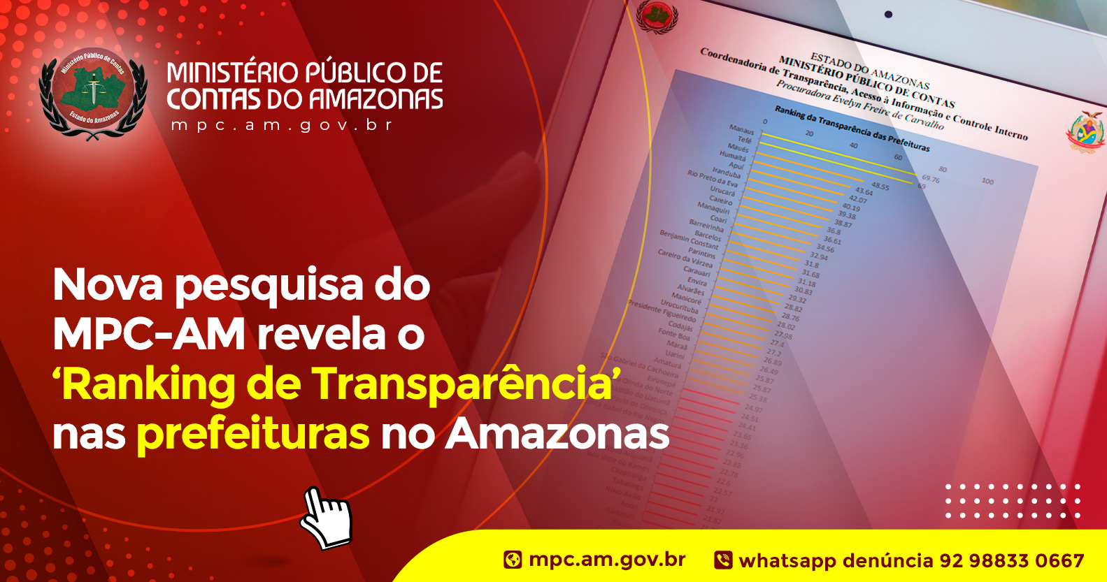 Leia mais sobre o artigo Nova pesquisa do MPC-AM revela o ‘Ranking de Transparência’ nas prefeituras no Amazonas
