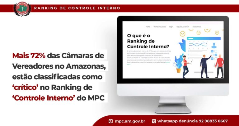 Mais 72% das Câmaras de Vereadores no Amazonas, estão classificadas como ‘crítico’ no Ranking de ‘Controle Interno’ do MPC