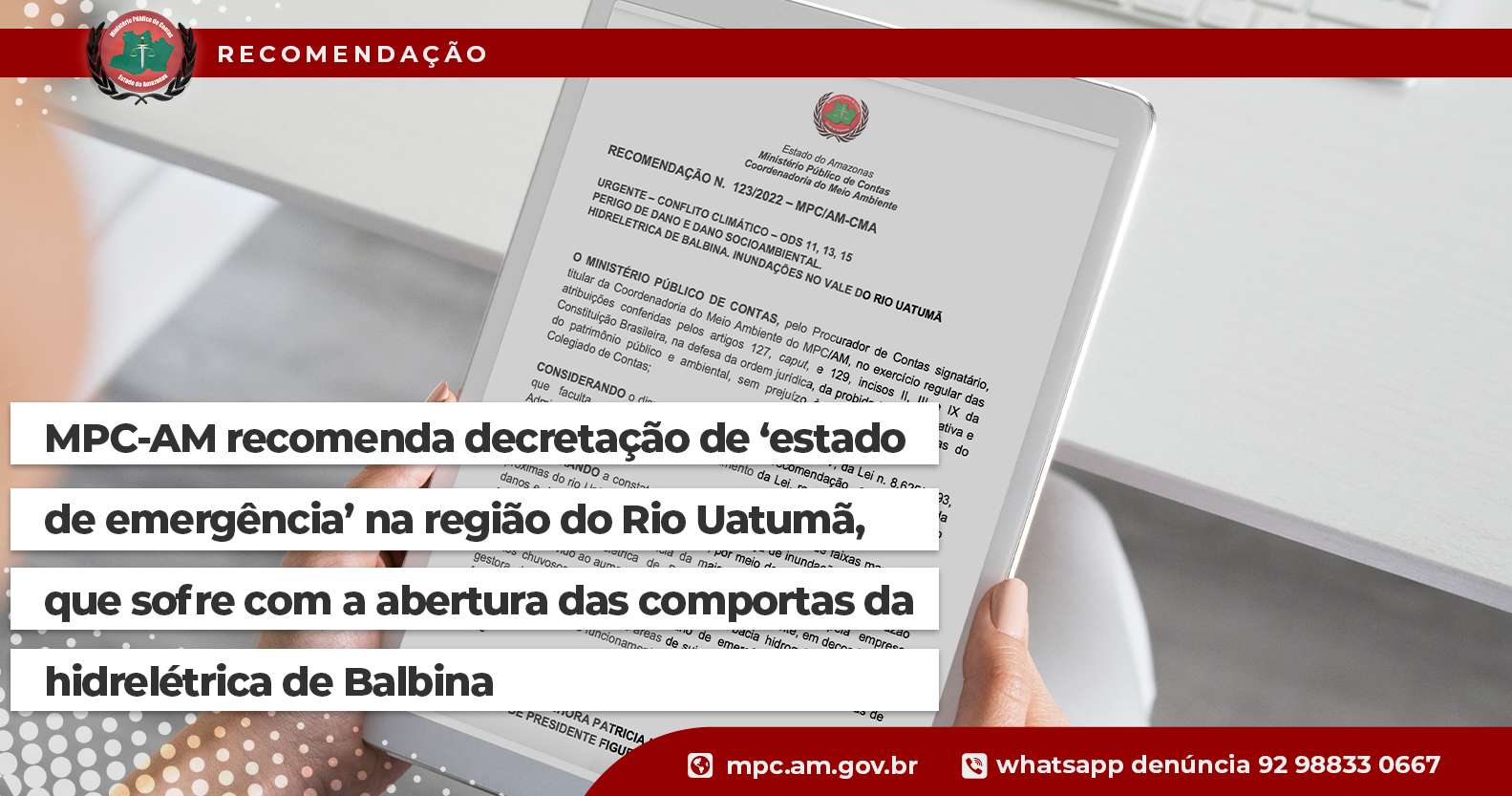 Leia mais sobre o artigo MPC-AM recomenda decretação de ‘estado de emergência’ na região do Rio Uatumã, que sofre com a abertura das comportas da hidrelétrica de Balbina