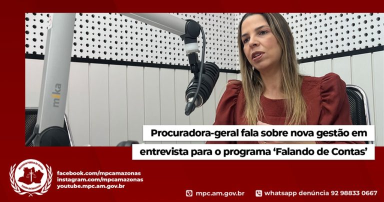Procuradora-geral fala sobre nova gestão em entrevista para o programa ‘Falando de Contas’