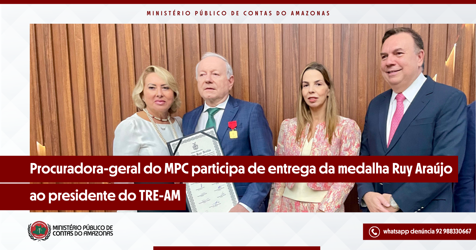 Procuradora-geral do MPC participa de entrega da medalha Ruy Araújo ao presidente do TRE-AM