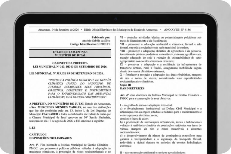 Após atuação do MPC e do TCE-AM, Jutaí institui Política Municipal de Gestão Climática