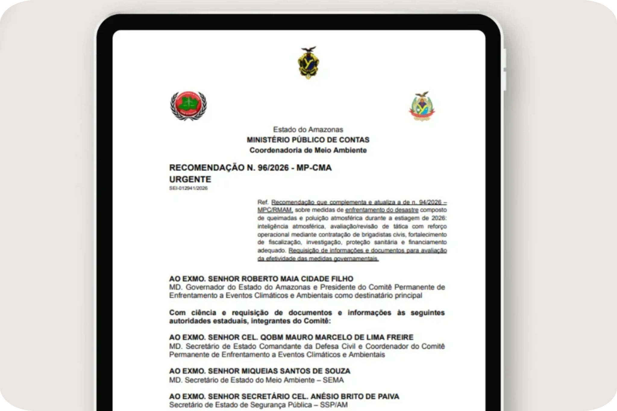 MPC-AM formaliza novas recomendações para reforçar combate às queimadas e à poluição atmosférica